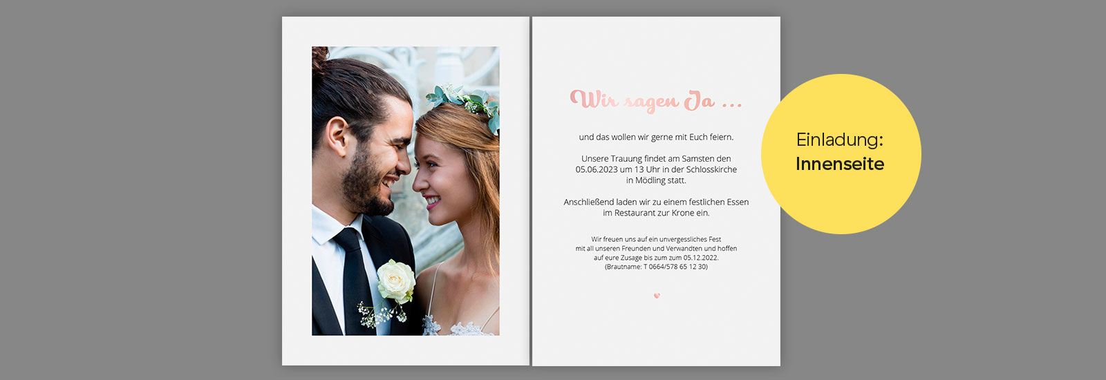 Hochzeit Einladungskarte: Green Flora - Innenseite